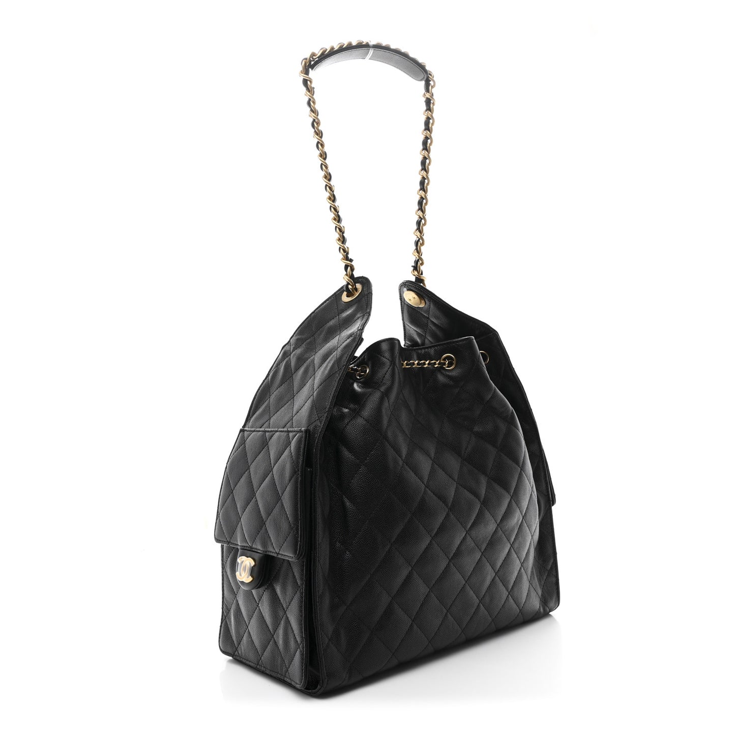 Caviar Quilted Medium Chanel 25 Handbag Black