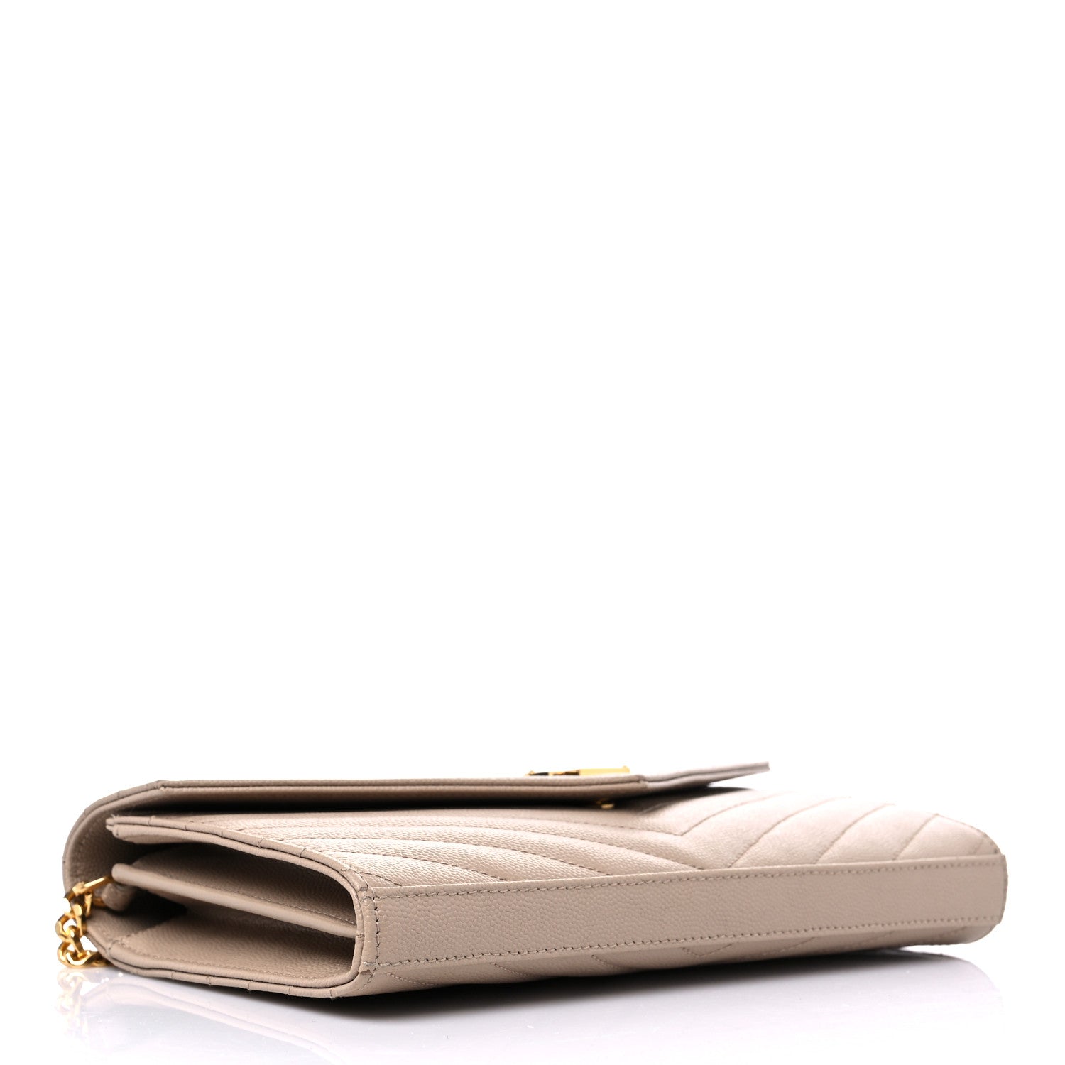 Saint Laurent Grain De Poudre Matelasse Chevron Monogram Chain Wallet Nude Powder 4 of 9