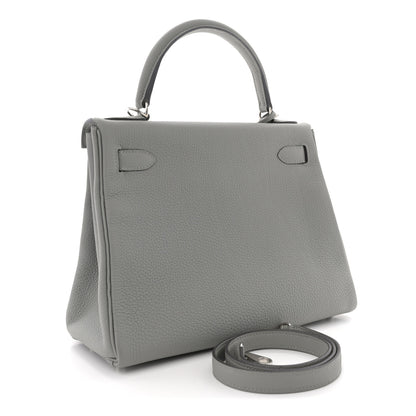 Hermes Togo Horseshoe Kelly Retourne 28 Gris Mouette 3 of 11