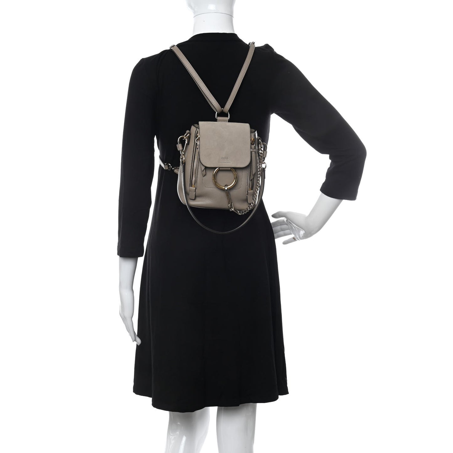 Suede Calfskin Mini Faye Backpack Motty Grey