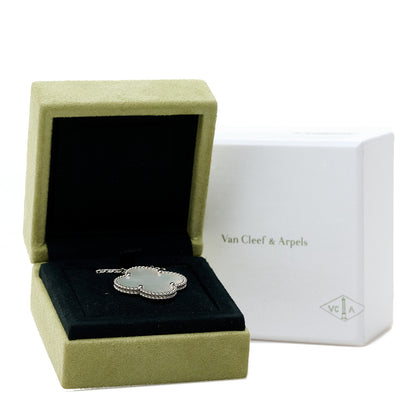 Van Cleef & Arpels 18K White Gold Mother of Pearl Magic Alhambra Pendant Necklace 6 of 6