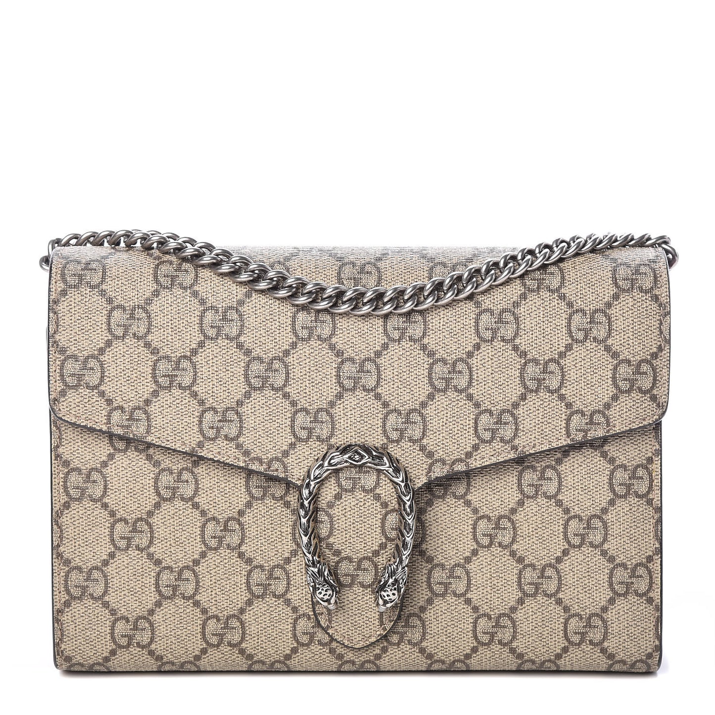 GG Supreme Monogram Mini Dionysus Chain Wallet Beige Vulcanic Red