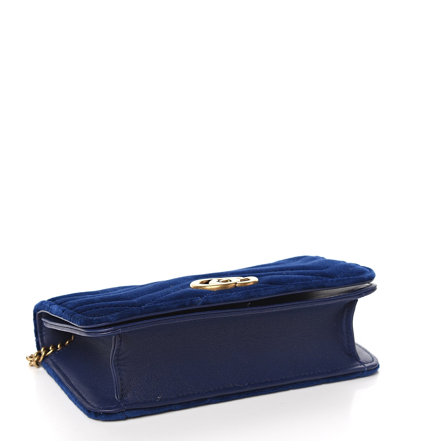 Velvet Matelasse GG Marmont Mini Bag Cobalt Blue