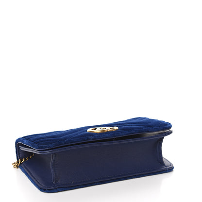 Gucci Velvet Matelasse GG Marmont Mini Bag Cobalt Blue 3 of 9