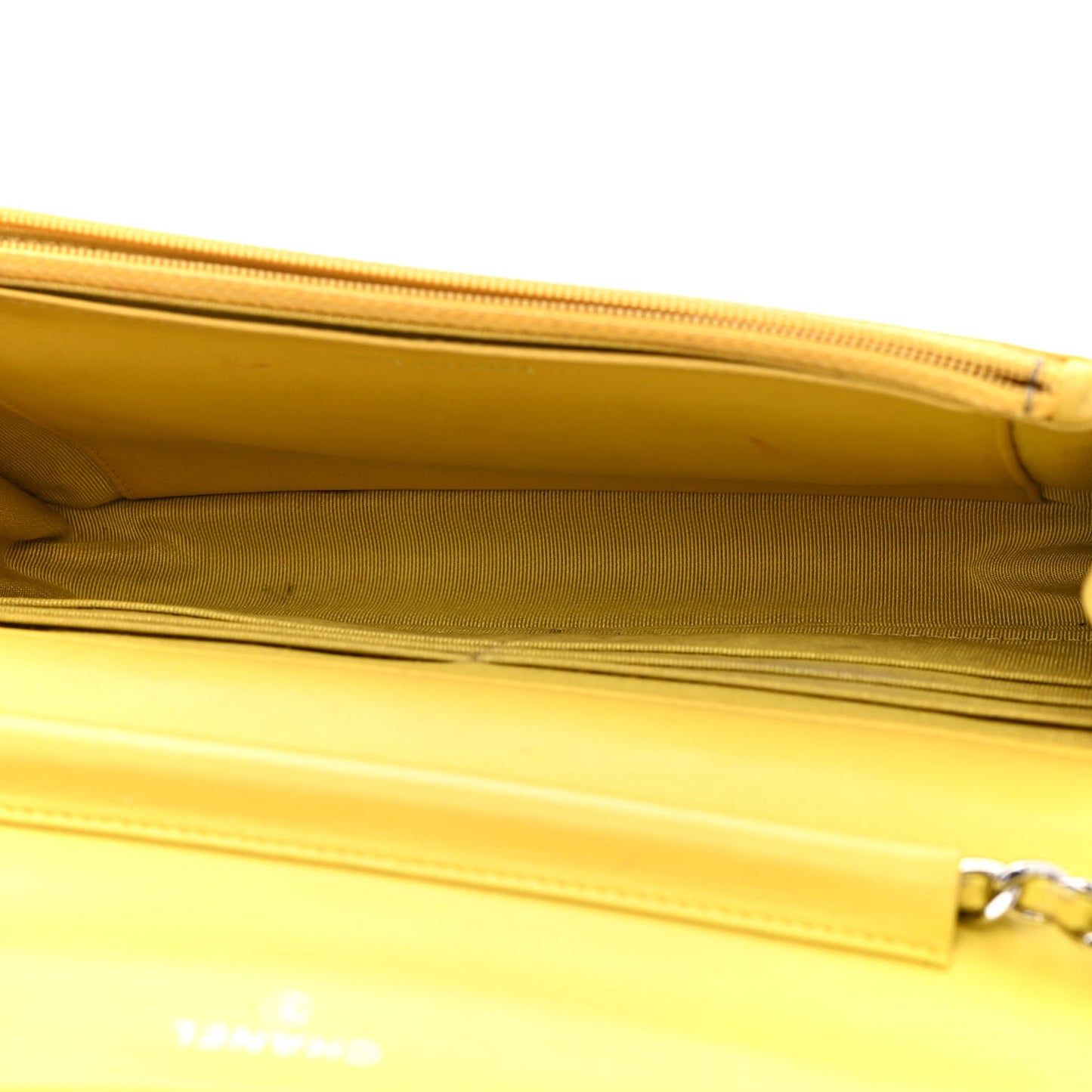 Lambskin Quilted Wallet on Chain WOC Yellow