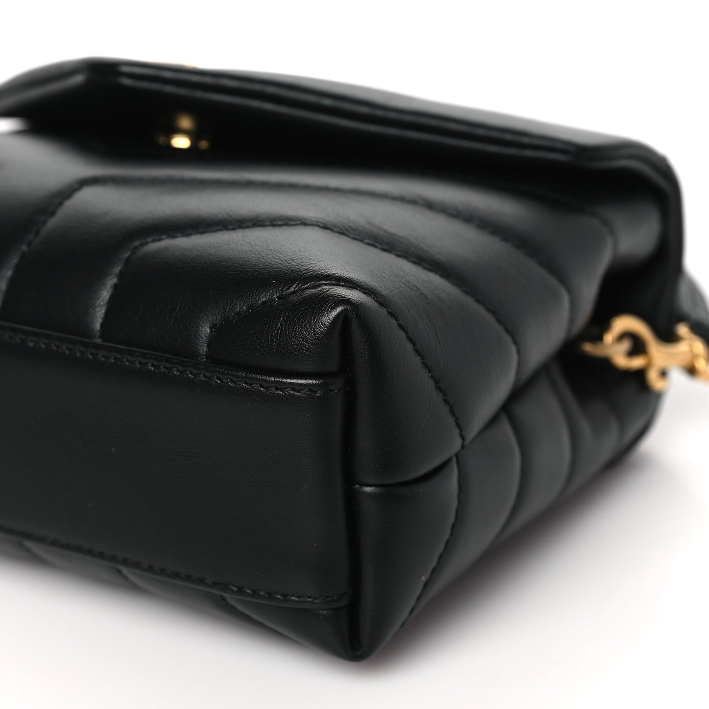 SAINT LAURENT Calfskin Y Quilted Monogram Toy Loulou Crossbody Bag Black