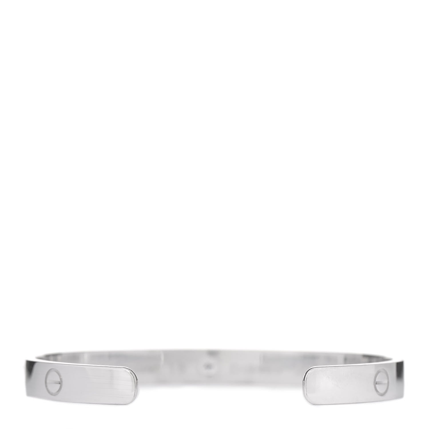 Cartier 18K White Gold 1 Diamond LOVE Cuff Bracelet 18 2 of 5