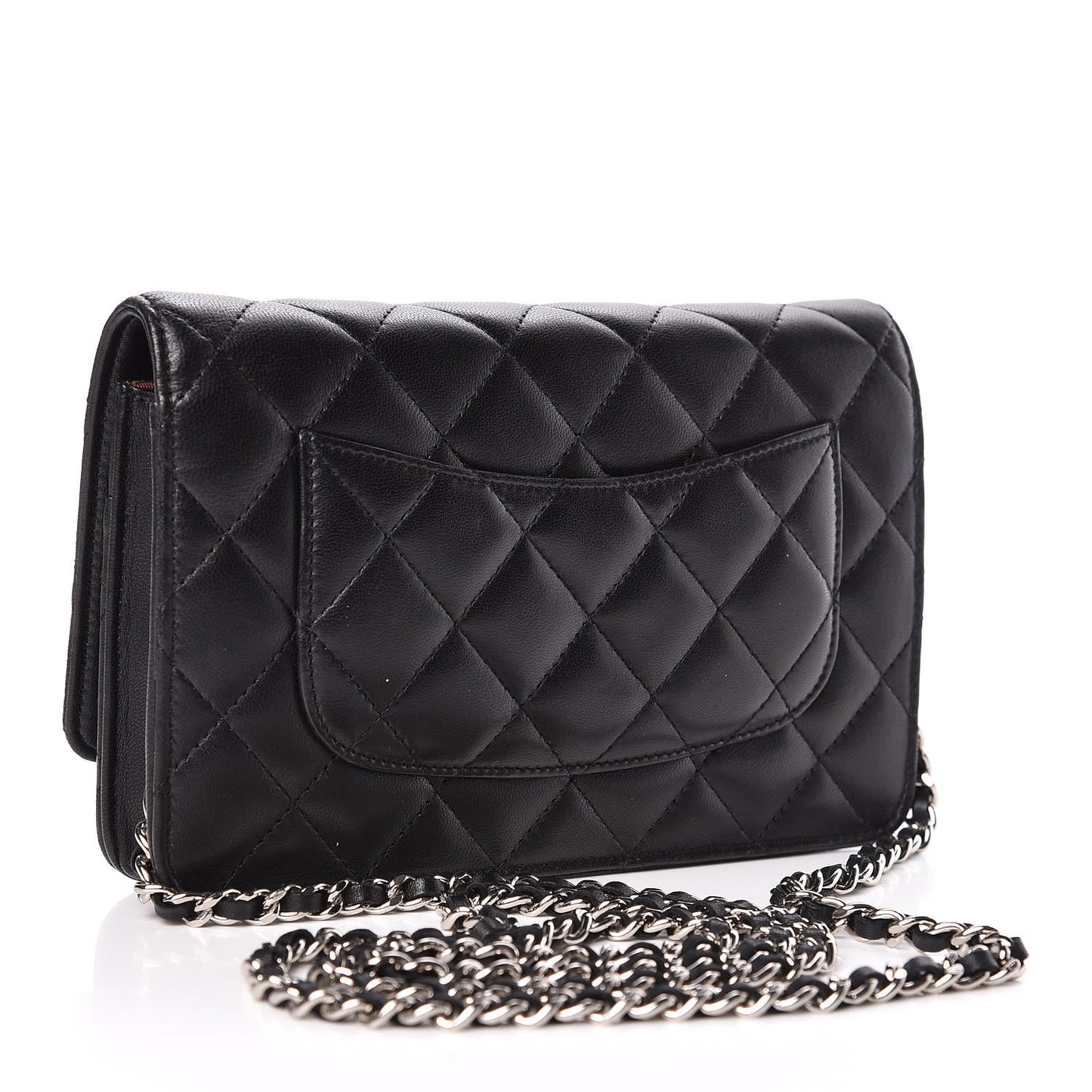 Lambskin Quilted Wallet On Chain WOC Black
