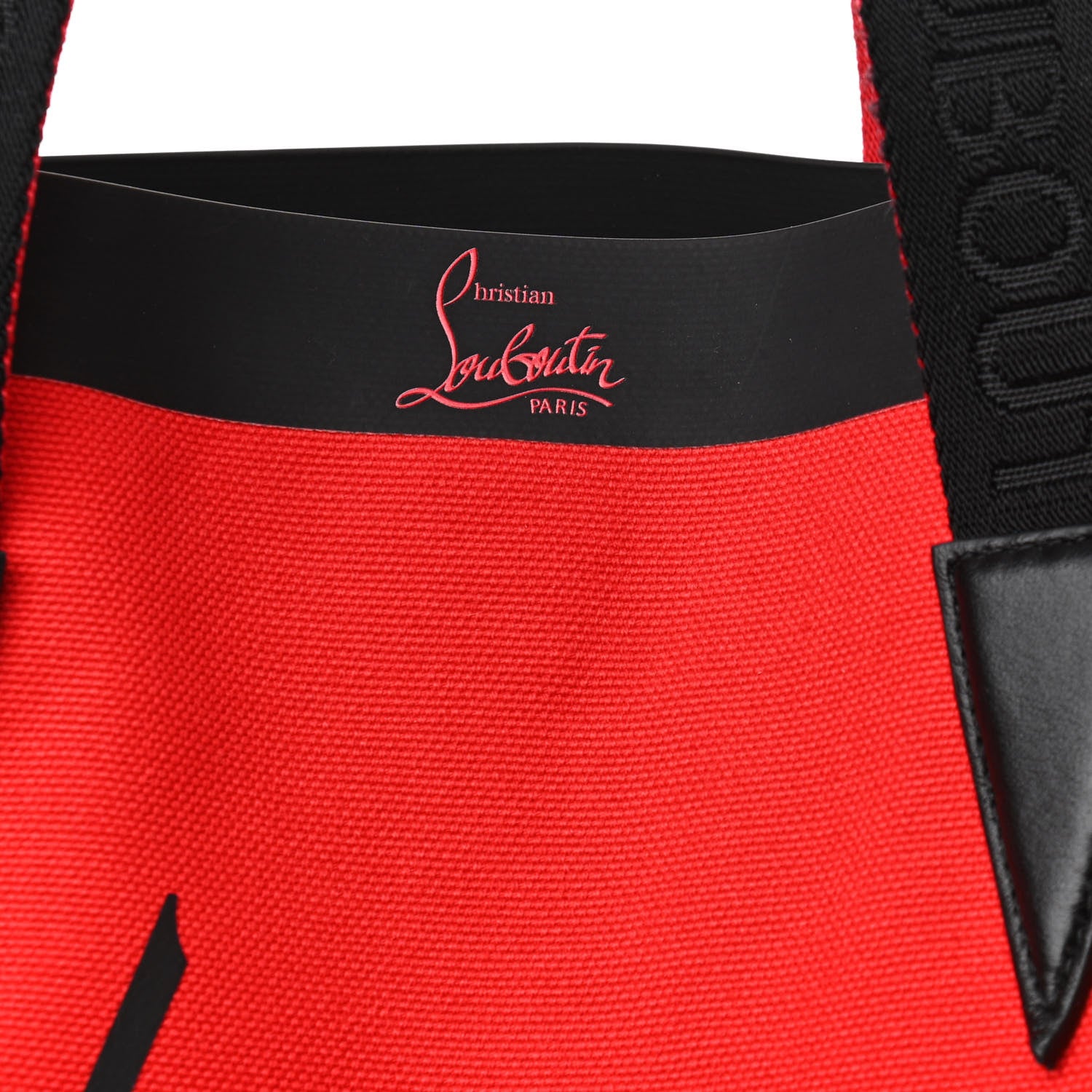 Christian Louboutin Braided Canvas Mini Cabalace Shopper Tote Red Black 7 of 10