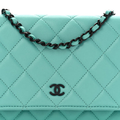 Chanel Lambskin Quilted Wallet On Chain WOC Turquoise 9 of 12