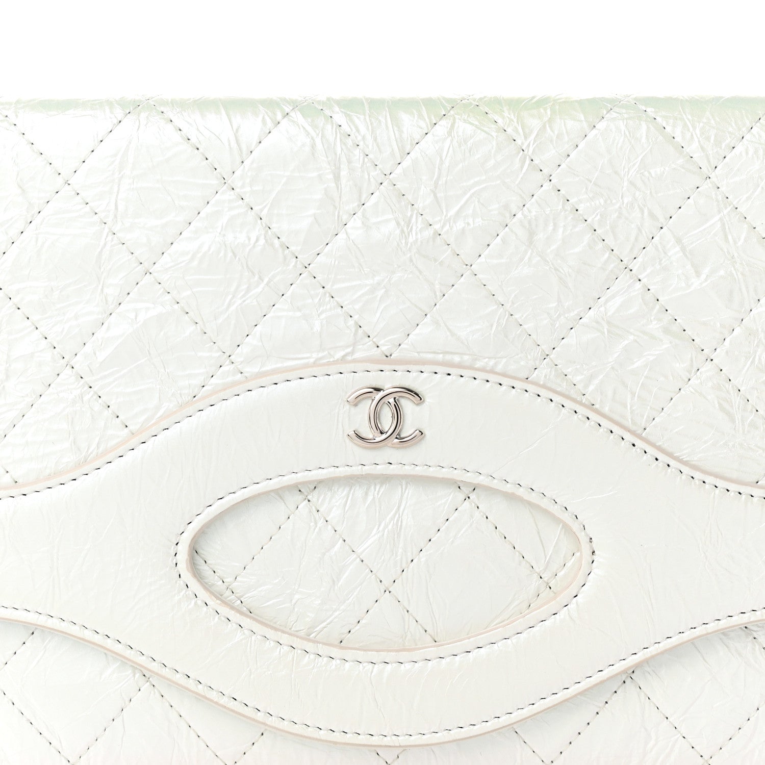 Chanel Iridescent Aged Calfskin Quilted Large 31 Pouch White 8 of 11