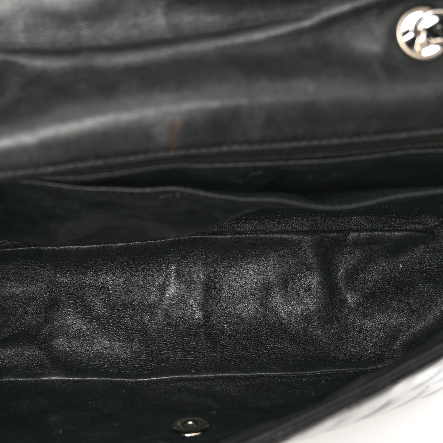 Patent Quilted Jumbo Single Flap Black