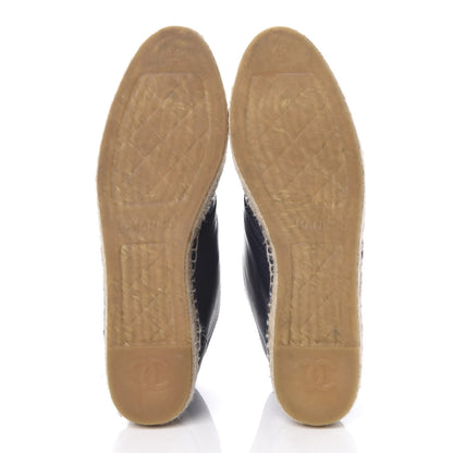 Chanel Lambskin Canvas Cap Toe Lace Up Espadrilles 42 Dark Navy Blue 5 of 9
