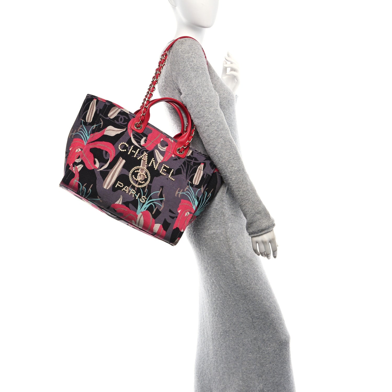 Chanel Velvet Calfskin Medium Deauville Tote Pink Multicolor 2 of 11