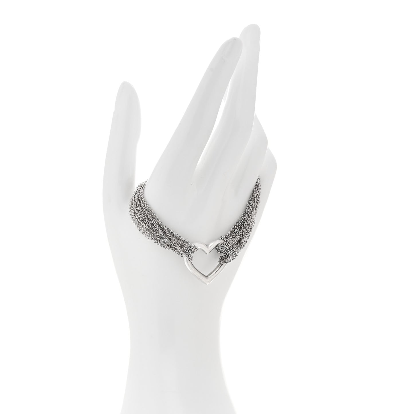 Sterling Silver Open Heart Multi Strand Bracelet