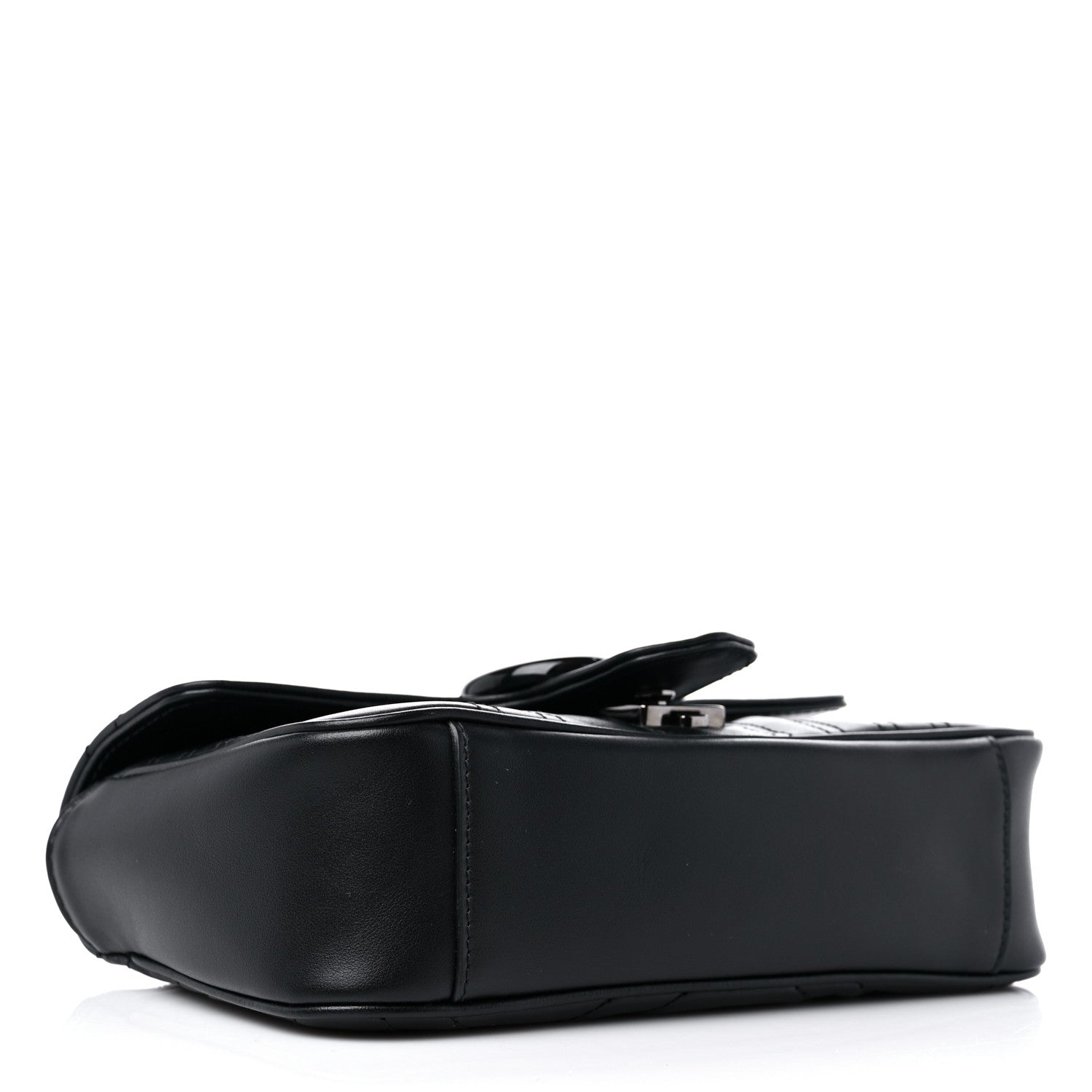 Gucci Calfskin Matelasse Monochrome Mini GG Marmont Shoulder Bag Black 3 of 9