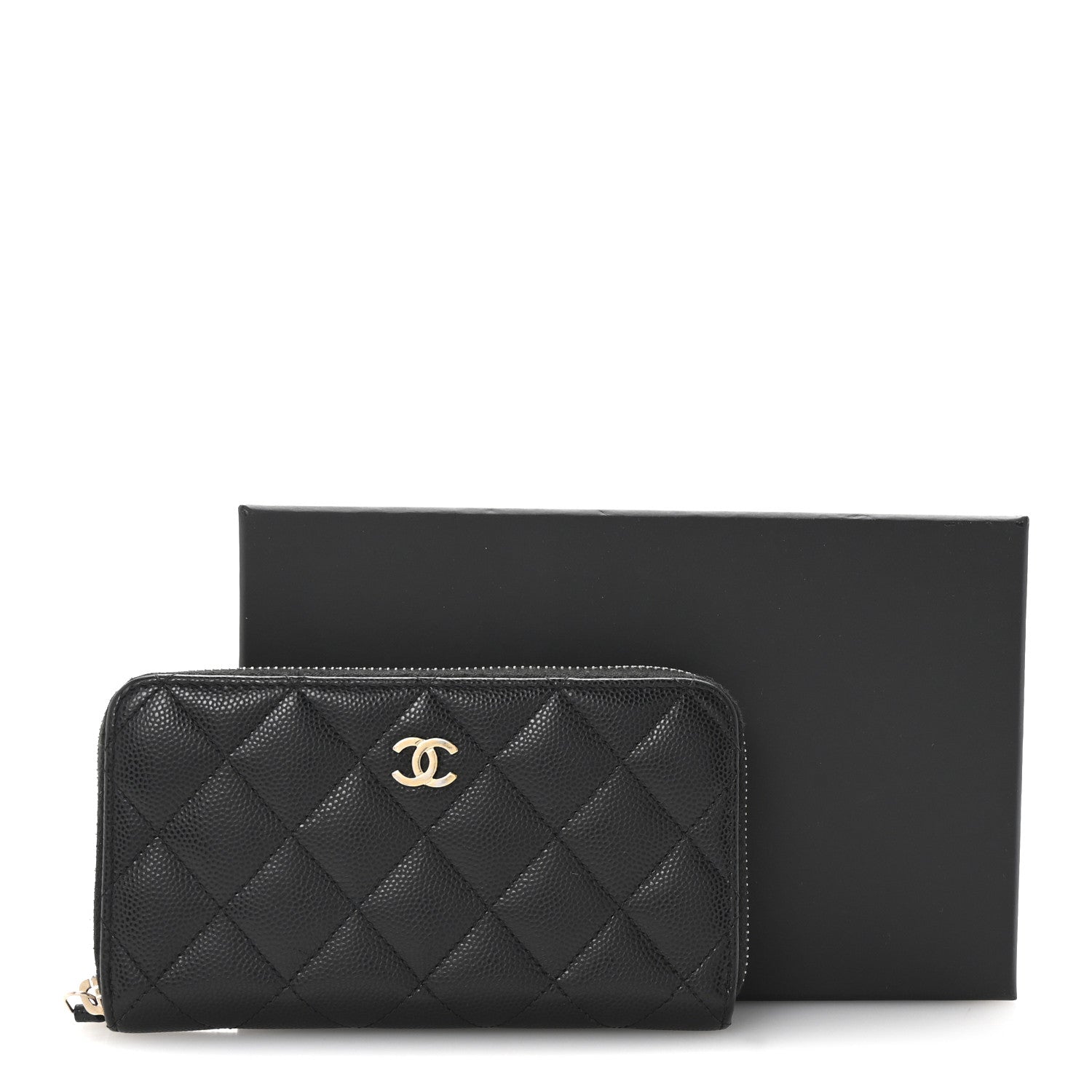 Chanel Caviar Quilted Medium Zip Around Wallet Black 9 of 9