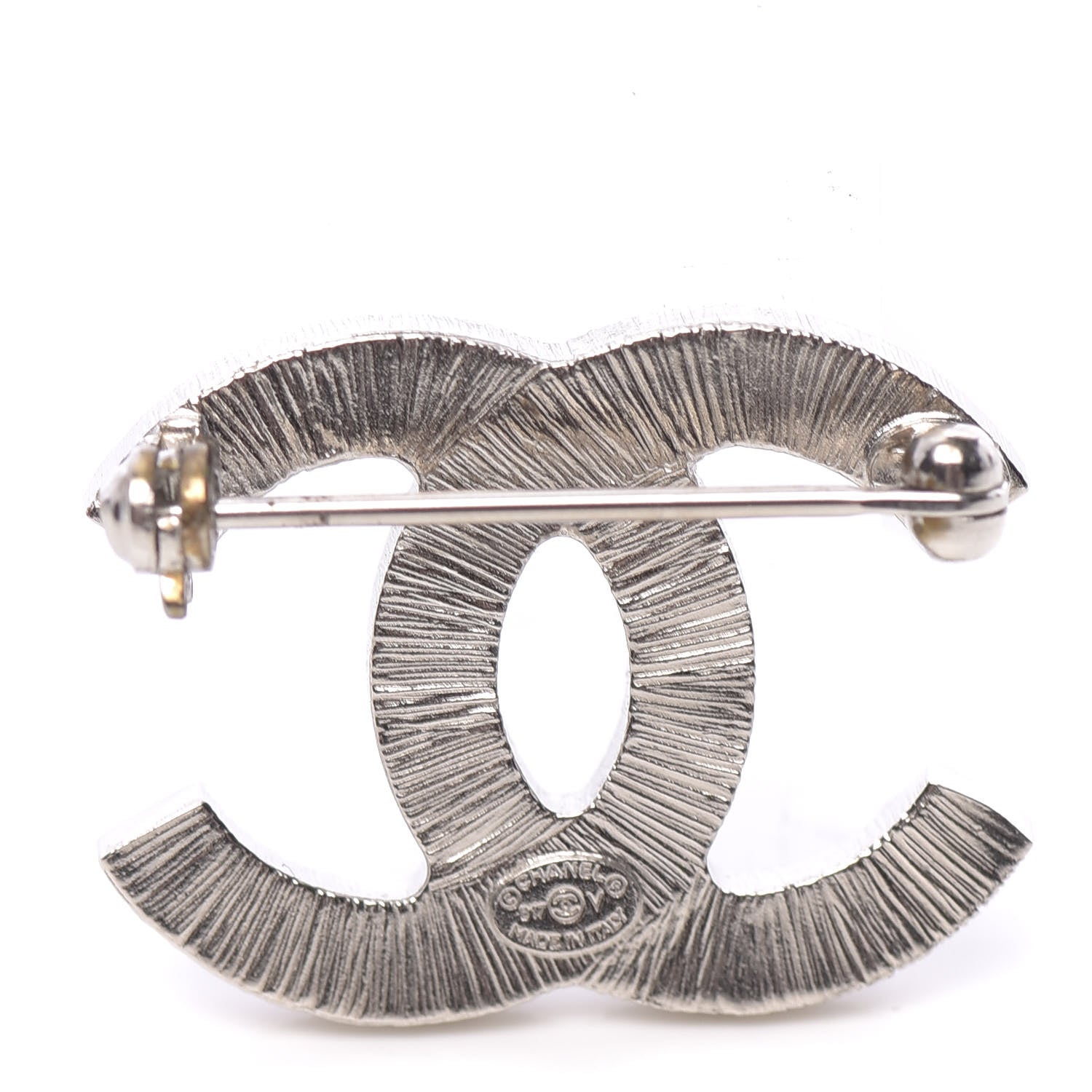 Chanel Crystal Baguette CC Mini Brooch Silver 3 of 4
