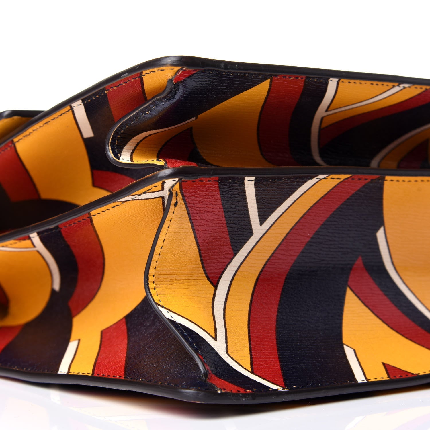 Gucci Calfskin Bamboo Chevron Print Large Dionysus Top Handle Bag Crop Rosso Blue White 9 of 10