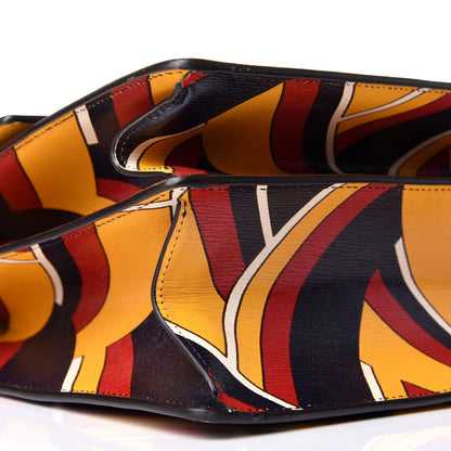 Gucci Calfskin Bamboo Chevron Print Large Dionysus Top Handle Bag Crop Rosso Blue White 9 of 10