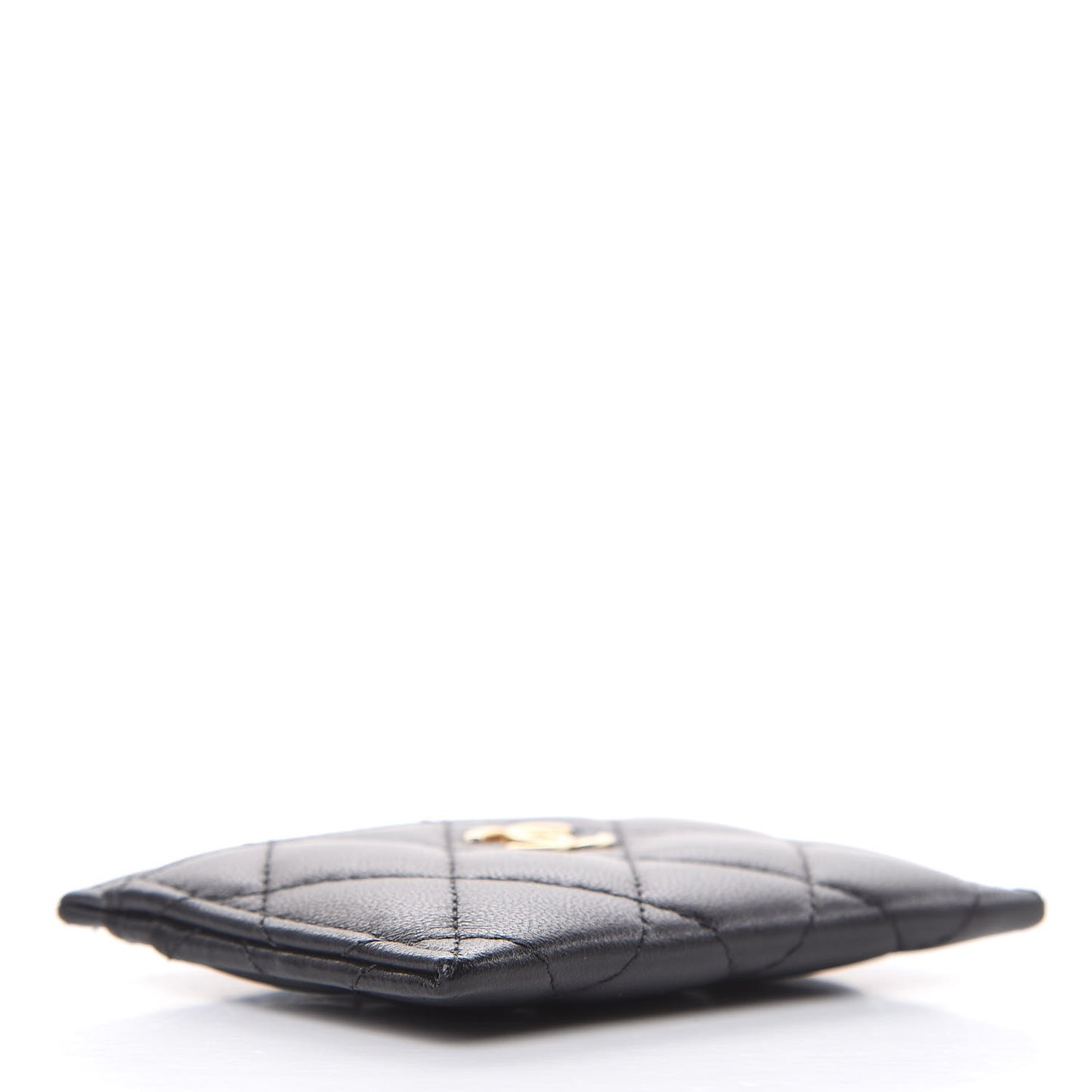 Lambskin Quilted Card Holder Black