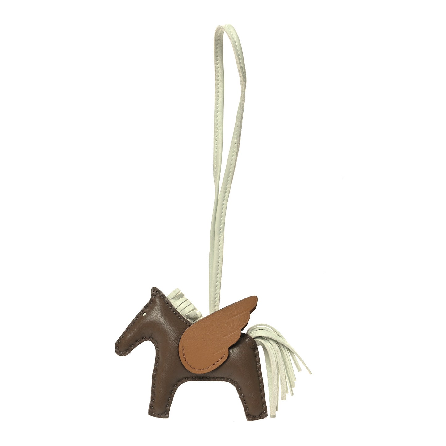 Milo Lambskin Grigri Rodeo Pegase Horse Bag Charm PM Etoupe Vert Fizz Biscuit