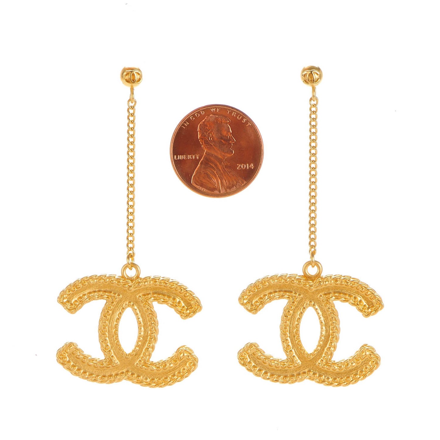 CC Drop Earrings Matte Gold