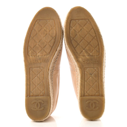Chanel Lambskin CC Espadrilles 39 Beige Black 5 of 9