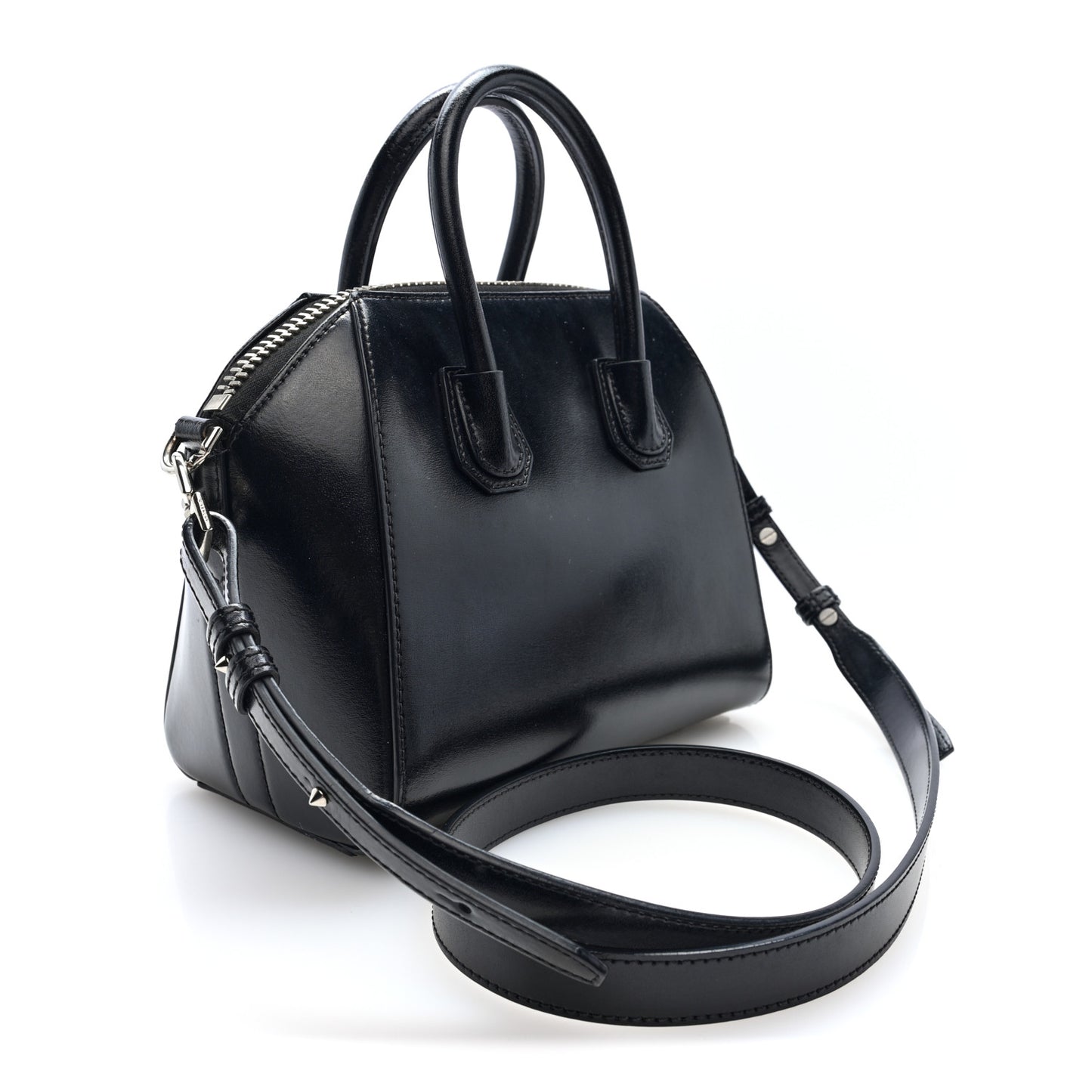 Shiny Lord Calfskin Mini Antigona Black