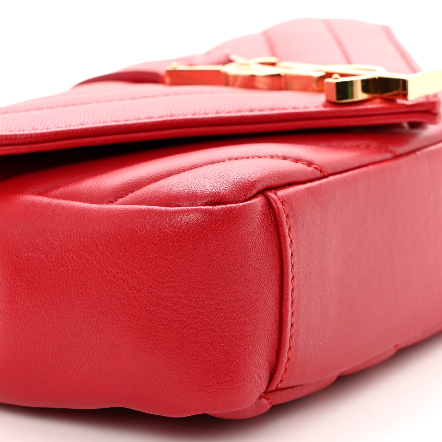 Calfskin Matelasse Chevron Classic Monogram Baby Chain Bag New Red