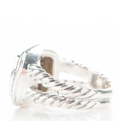 David Yurman Sterling Silver Diamond Champagne Citrine 11mm Albion Ring 54 7 3 of 5