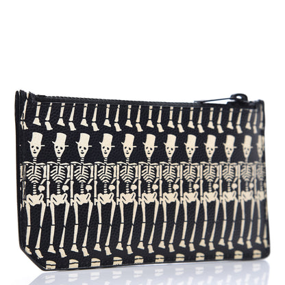 Saint Laurent Grain de Poudre Skeleton Print 5 Fragments Zip Pouch Card Holder Black 3 of 7