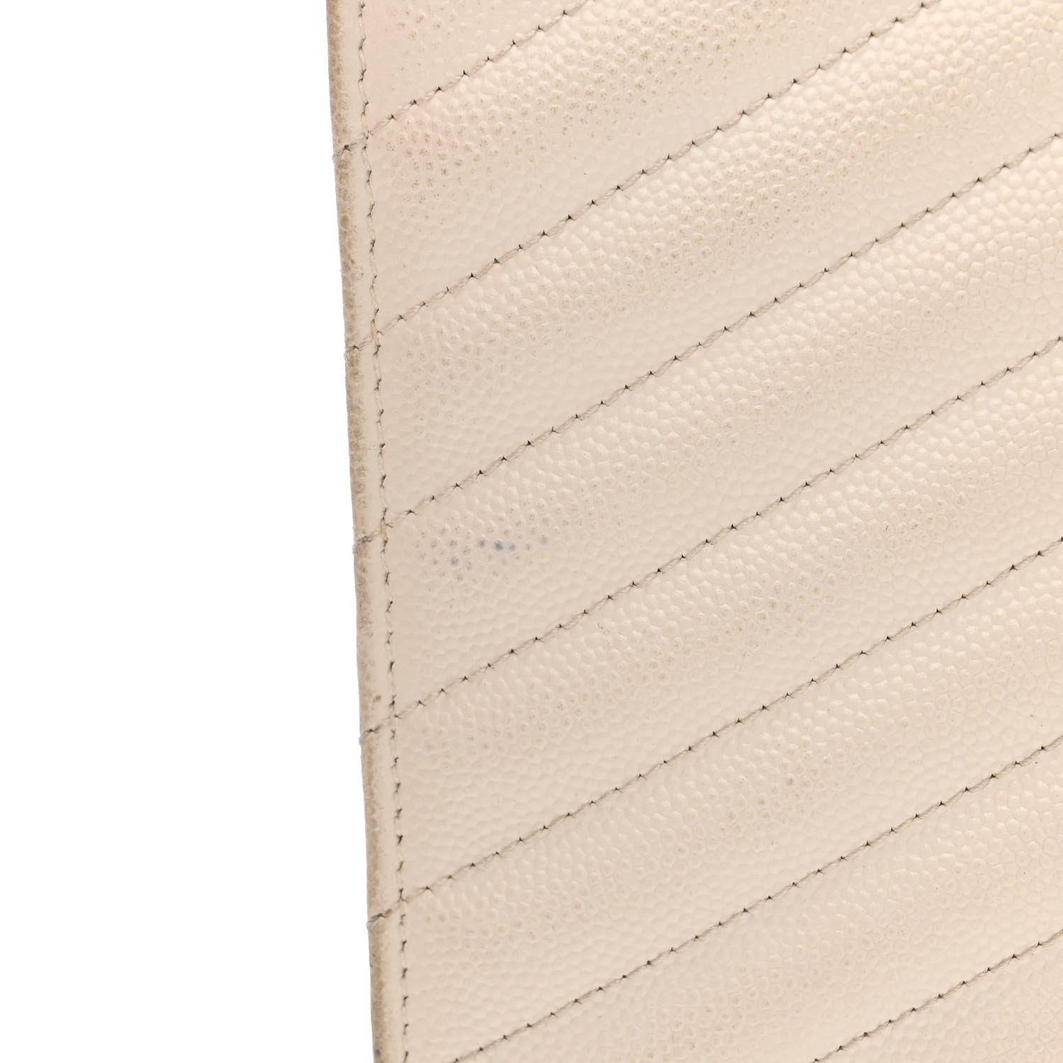 Saint Laurent Grain De Poudre Matelasse Chevron Monogram Chain Wallet White 16 of 18