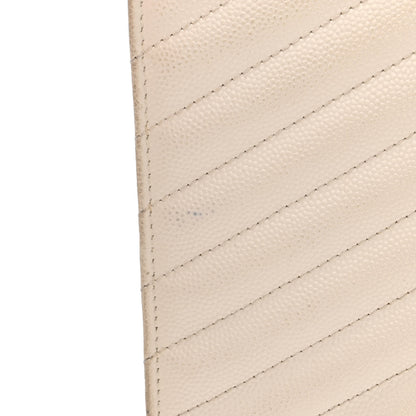 Saint Laurent Grain De Poudre Matelasse Chevron Monogram Chain Wallet White 16 of 18