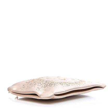 Chanel Satin Diamante Camellia Evening Clutch Bag Light Beige 4 of 12