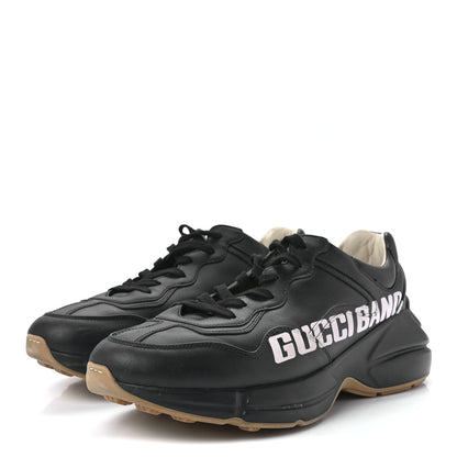 Gucci Calfskin Gucci Band Printed Mens Rhyton Sneakers 10.5 Apollo Black 3 of 9
