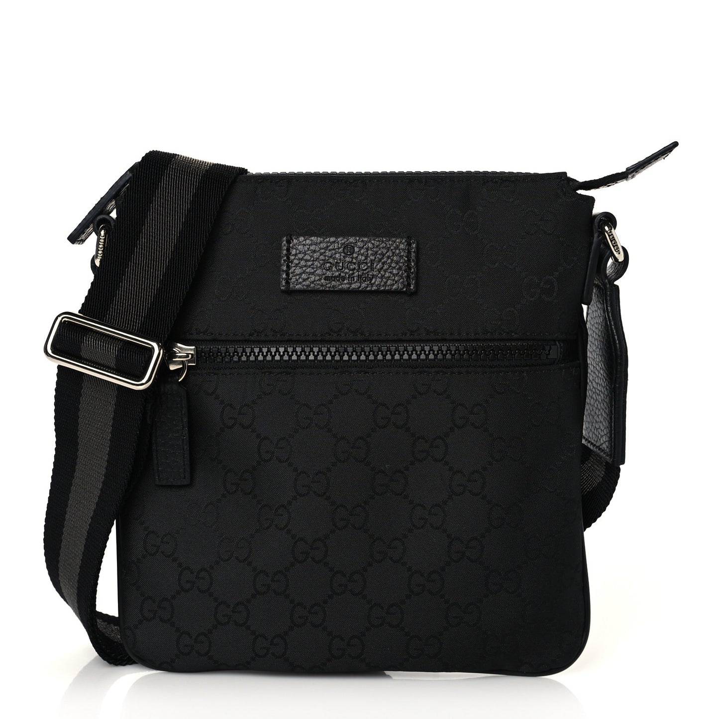 Nylon Monogram Mini Flat Messenger Bag Black