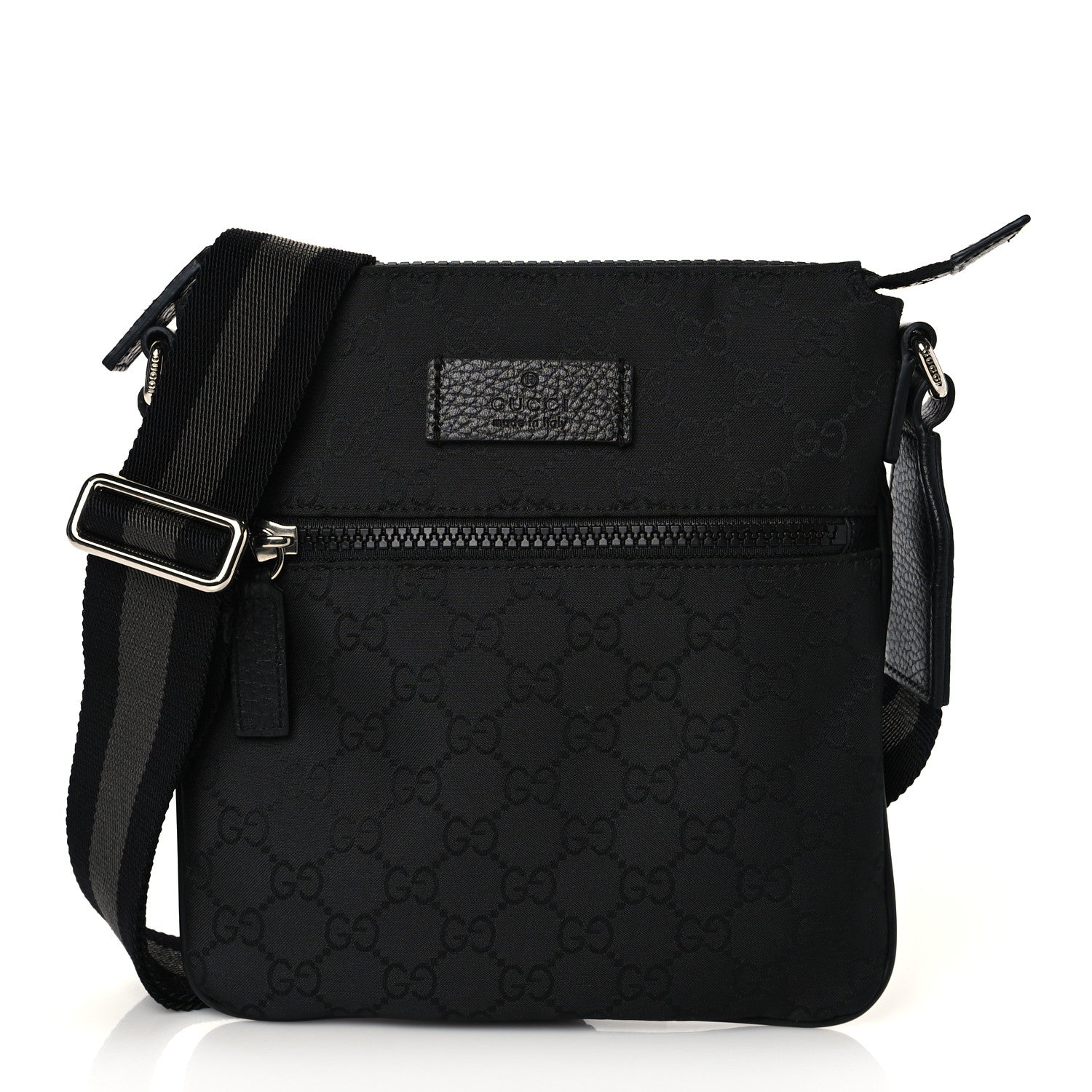 Gucci Nylon Monogram Mini Flat Messenger Bag Black 1 of 9