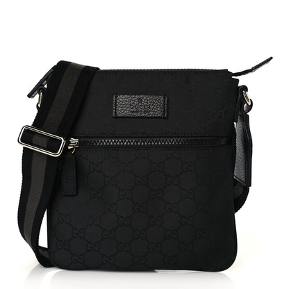Gucci Nylon Monogram Mini Flat Messenger Bag Black 1 of 9