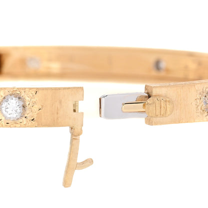 Buccellati 18K Yellow White Gold Diamond 5mm Macri Bangle Bracelet 3 of 4