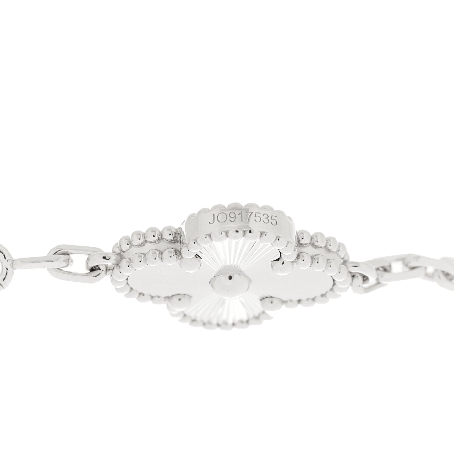 18K White Gold 5 Motifs Guilloche Vintage Alhambra Bracelet