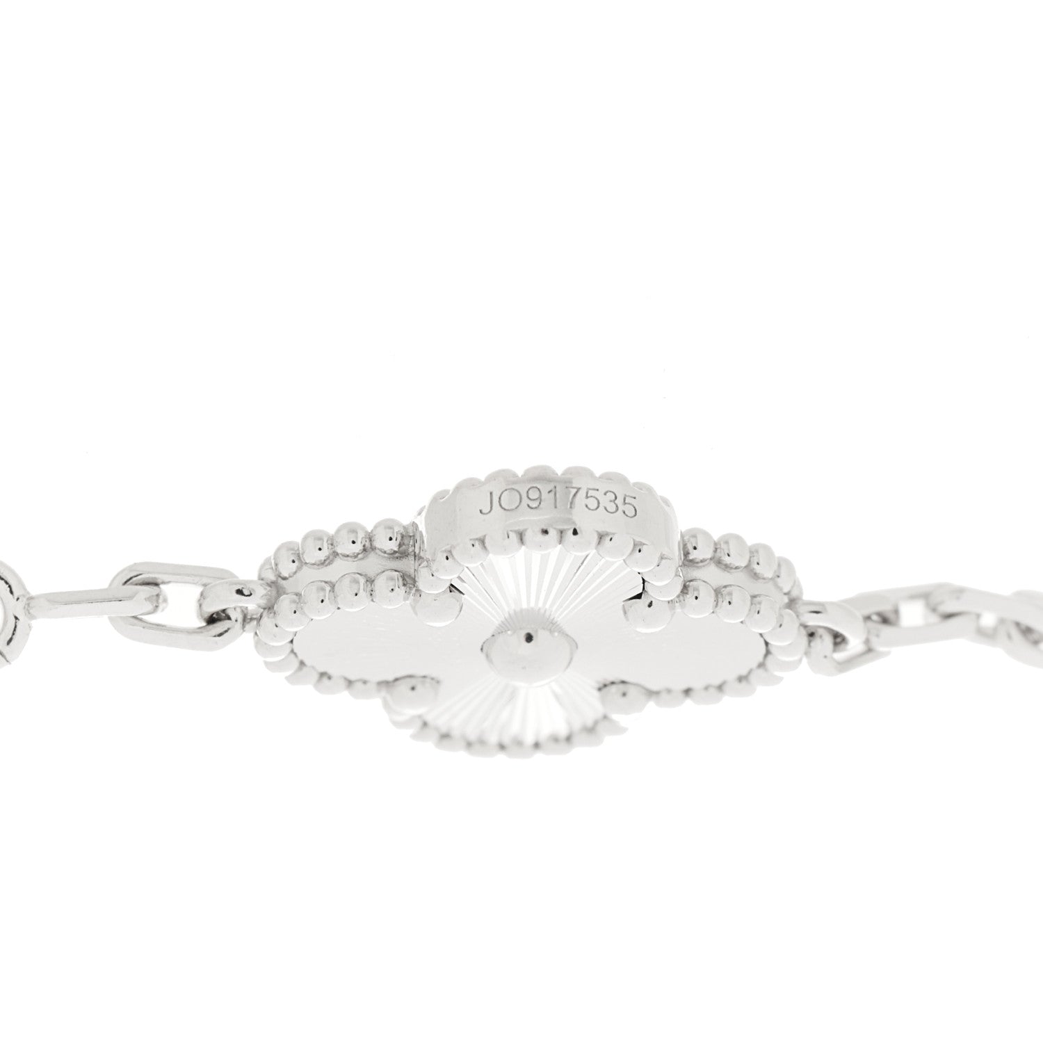 Van Cleef & Arpels 18K White Gold 5 Motifs Guilloche Vintage Alhambra Bracelet 4 of 6