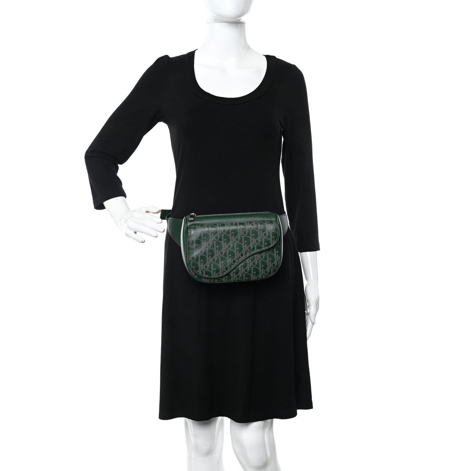 Christian Dior Galaxy Calfskin Oblique World Tour Saddle Belt Bag Green 2 of 11