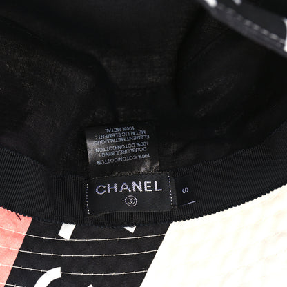 Chanel Cotton Logo Cloche Hat S Ecru Black Pink 9 of 9