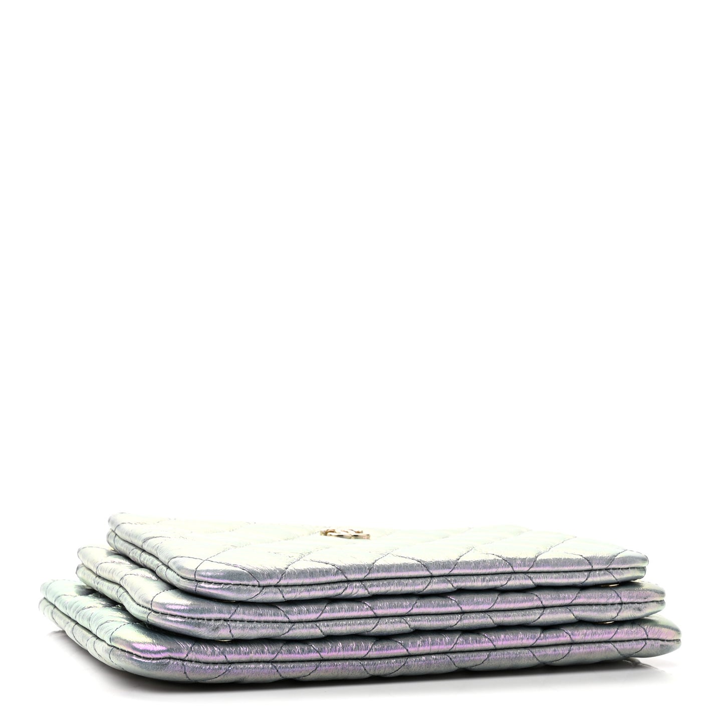 Iridescent Crumpled Calfskin Trio Cosmetic Case Purple