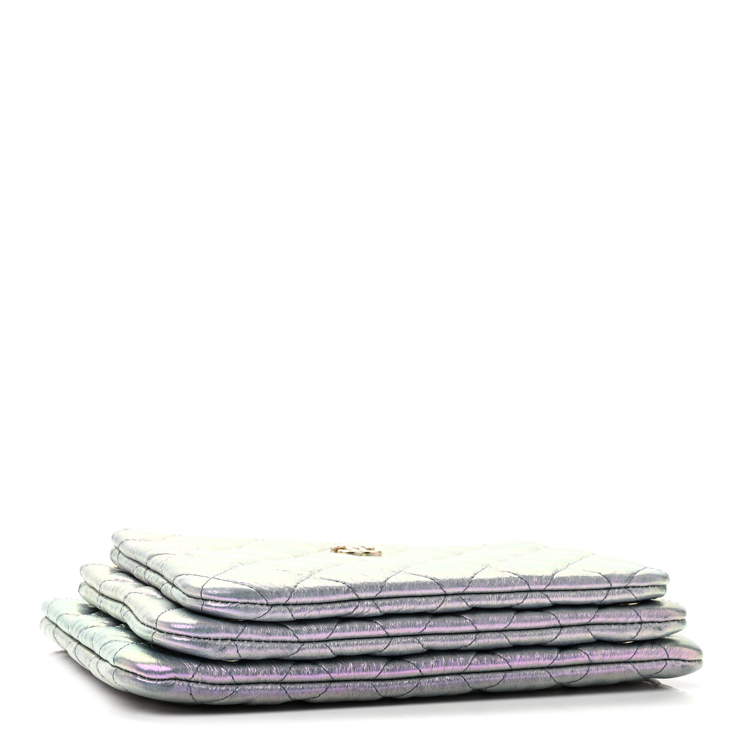 Chanel Iridescent Crumpled Calfskin Trio Cosmetic Case Purple 4 of 13