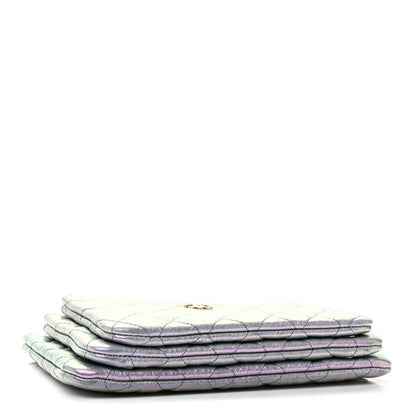 Chanel Iridescent Crumpled Calfskin Trio Cosmetic Case Purple 4 of 13