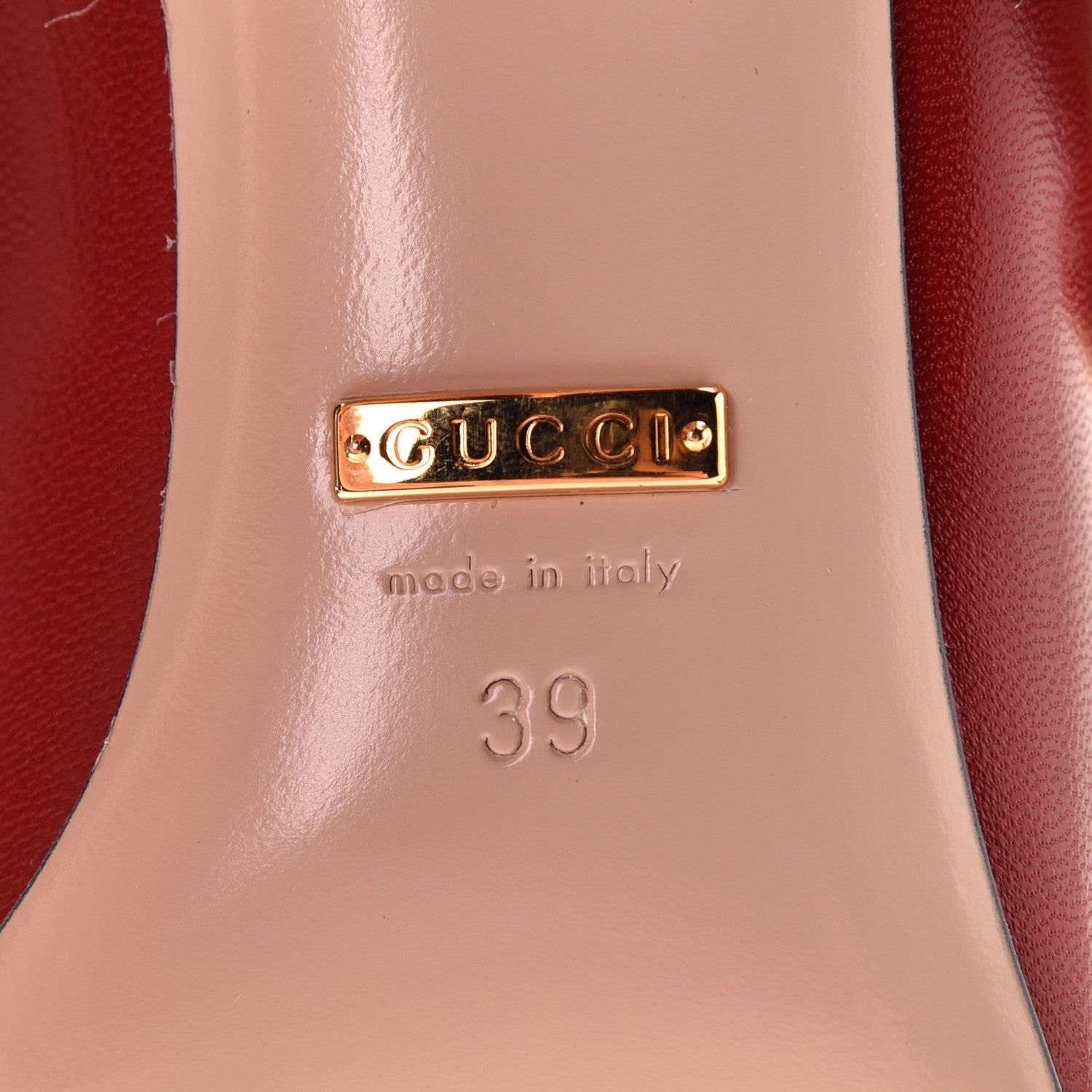 Gucci Malaga Kid Sylvie Web Mid Heel Pumps 39 Hibiscus Red 11 of 12
