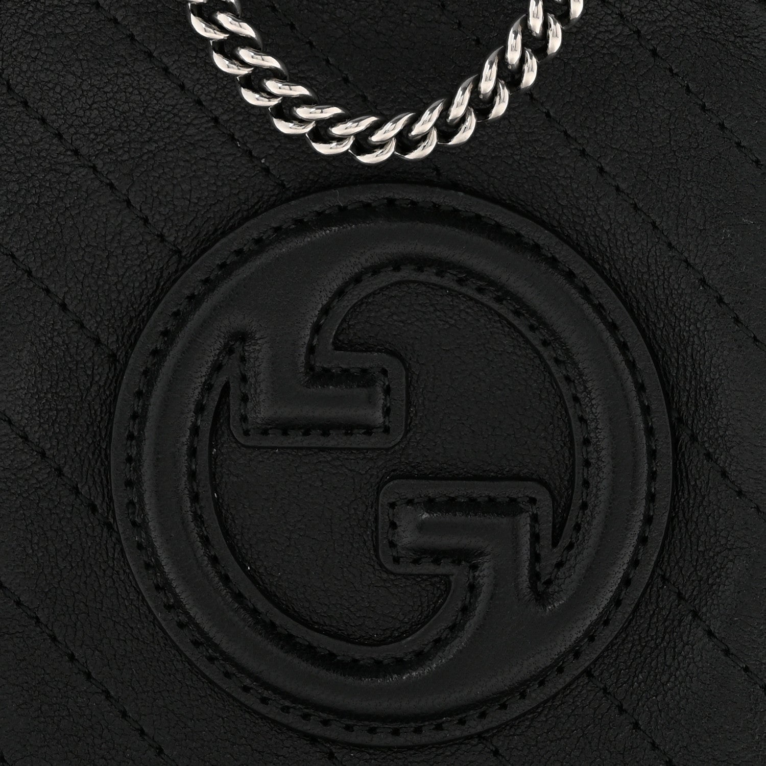 Gucci Sakai Be Green Calfskin Diagonal Stitched Mini Blondie Vertical Shoulder Bag Black 8 of 13