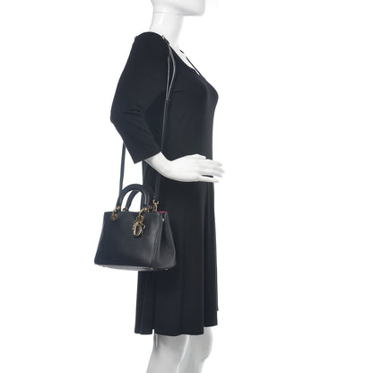 Christian Dior Bullcalf Small Diorissimo Tote Black Rose Indien 2 of 9